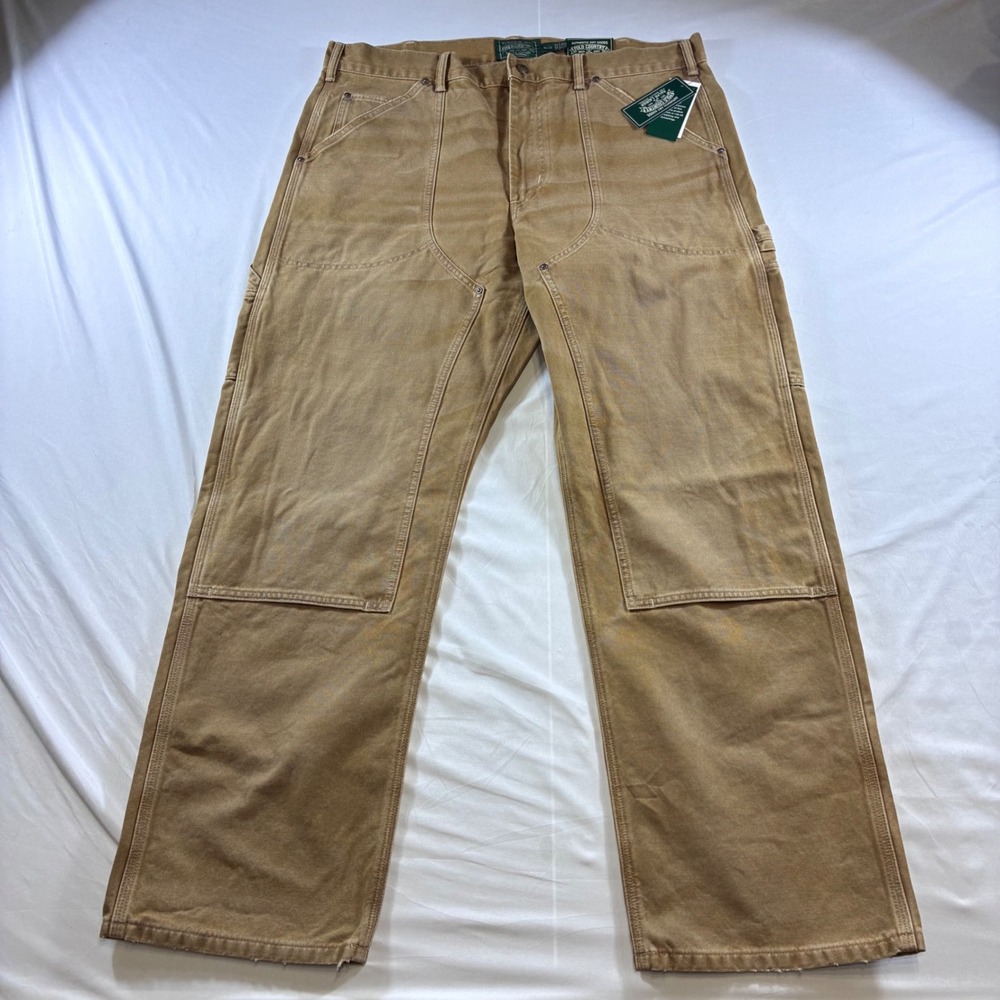 Polo Country Ralph Lauren Mens Double Knee Canvas Work Pants Tan 36x32 NWT
